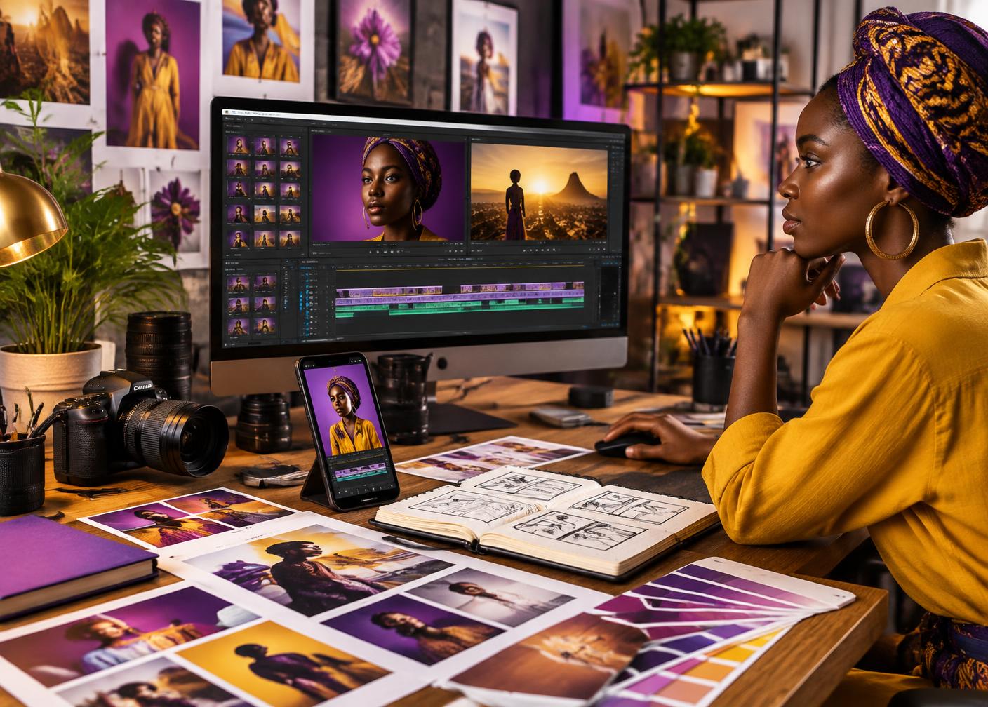 A creative director shaping visual content at an editing desk
